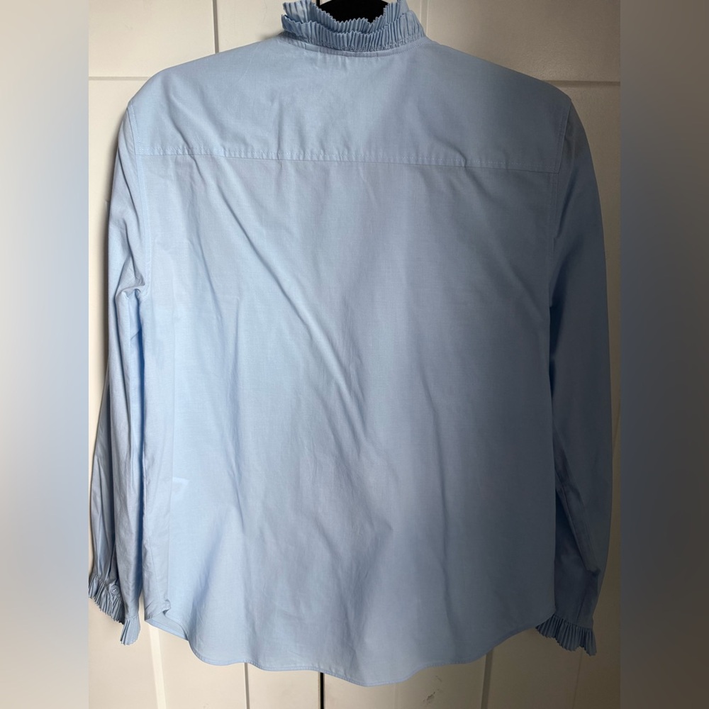 NWOT Zara light blue ruffle-trimmed blouse. Size M. - Picture 5 of 5